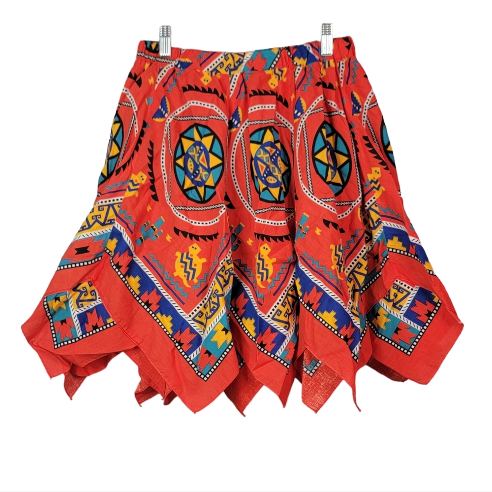 Southwestern Desert Native American   Inspired Nature Print Bandana Skirt Size S